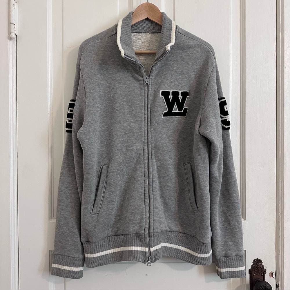 Loopwheeler Varsity Zip Up Sweatshirt Jacket Grey Cotton Size Medium
